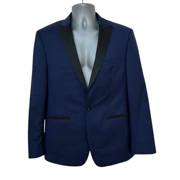 Calvin Klein Tuxedo Suit Navy Blue Black Extreme Slim Fit Jacket Pants 40S 34S - Picture 3 of 16